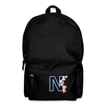 Blauer Buchstabe n Bär - Rucksack - Schwarz - Vorne