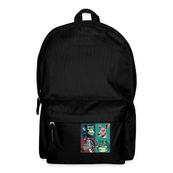 Pop-art Tiere Affe Zebra Frosch Känguru Halloween - Rucksack - Schwarz - Vorne