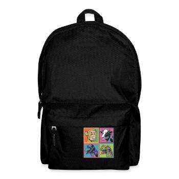 Pop Art Monkey Cow Raven Snake Colorful - Backpack - black - Front