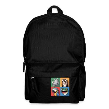 Pop Art Colorful Rhino Frog Parrot Maggot Yellow Red - Backpack - black - Front