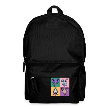 Popart Colorful Elephant Bunny Shark Goat - Backpack - black - Front