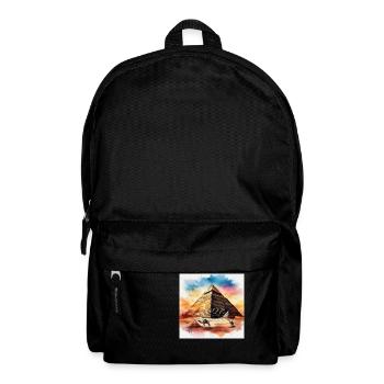 Vintage Pyramid with Camels – Colourful Ink art - Backpack - black - Front