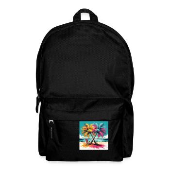 Vibrant Palm Trees on a Tropical Beach - Backpack - black - Front
