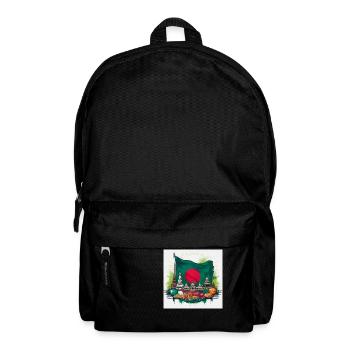 Iconic Bangladesh Flag with Landmark Art - Backpack - black - Front