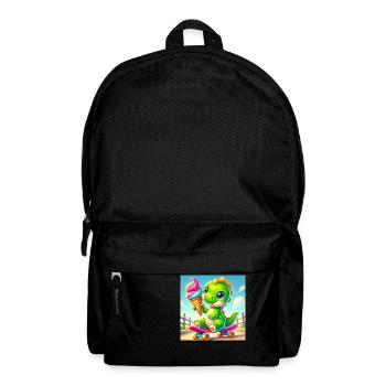 Dino with cream cone sitting on a skateboard - Backpack - black - Front