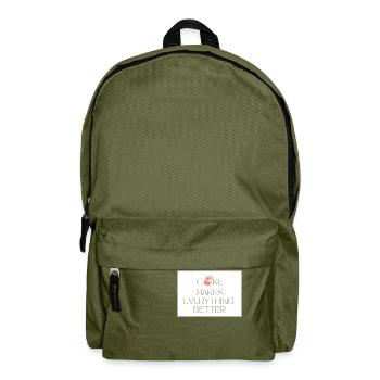 Cake makes everything better simple typography - Backpack - olive green - Front