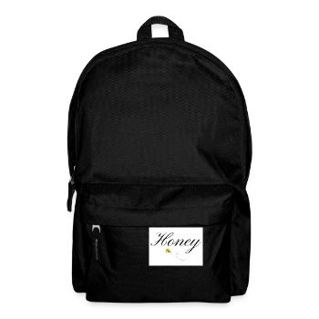 Honey Bee in Elegant Typography and flying Bee - Backpack - black - Front