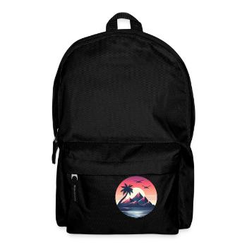Retro Insel Sonnenuntergang - Rucksack - Schwarz - Vorne