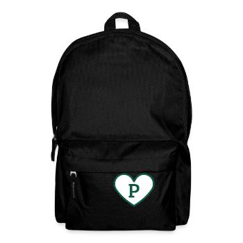 Buchstabe p Herz Sport Trend grün - Geschenkidee - Rucksack - Schwarz - Vorne