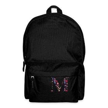 Personalized Floral Letter M - Gift Idea - Backpack - black - Front
