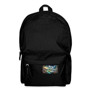 Ein mystisches Einhorn mit leuchtendem Horn - Rucksack - Schwarz - Vorne