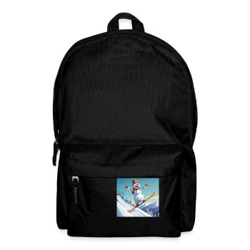 Schneemann auf Snowboard – Sprung ins Winter - Rucksack - Schwarz - Vorne