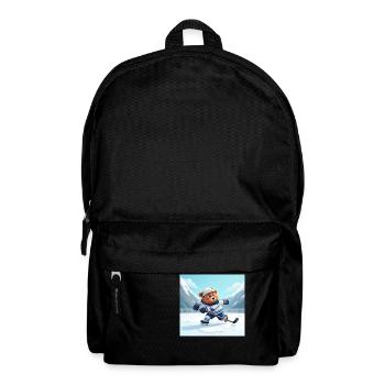Polar bear playing hockey in winter - Backpack - black - Front
