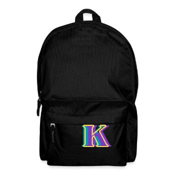 Multicolored letter k - Backpack - black - Front