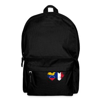 Venezuela France Flag Hands Heart Shape Used - Backpack - black - Front