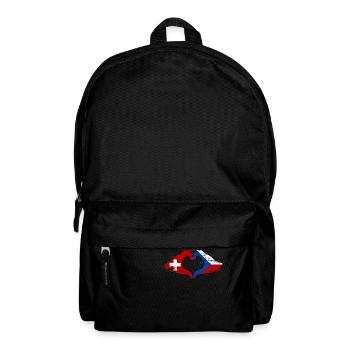 Suisse République tchèque drapeau mains coeur utilisé - Sac à dos - noir - Devant