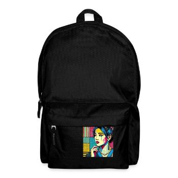 Pop-Art-Illustration einer Frau - Rucksack - Schwarz - Vorne