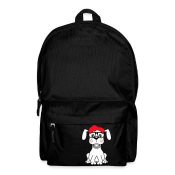 Hund Nerd Hornbrille Geek Zahnspange Schlau Lustig - Rucksack - Schwarz - Vorne