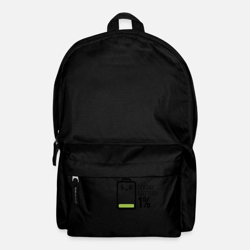 Soziale Batterie: 1% - Rucksack - Schwarz