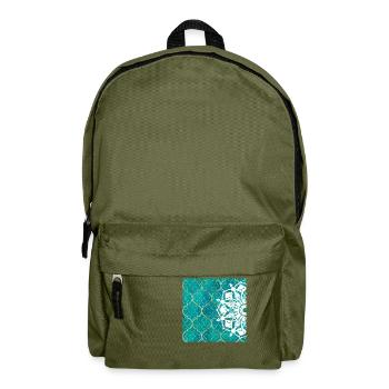 Teal Mandala Moroccan Art - Backpack - olive green - Front