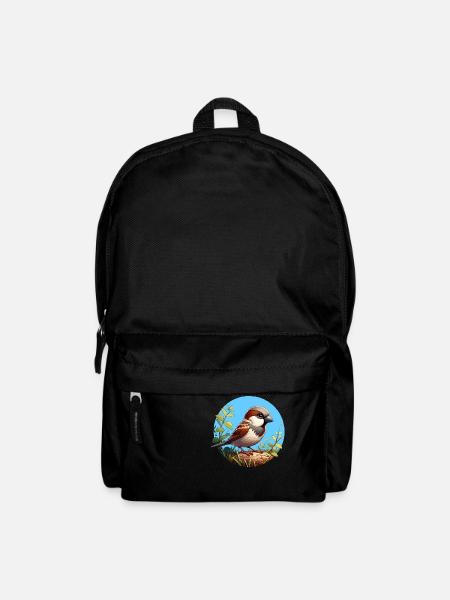 Spatz auf einem Ast - Rucksack - Schwarz