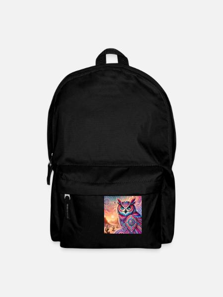Krafttier Eule - Rucksack - Schwarz