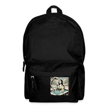 Mona Lisa trinkt Sake im Onsen - Rucksack - Schwarz - Vorne
