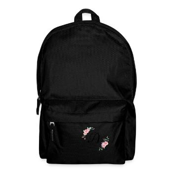 Pink floral letter - Backpack - black - Front