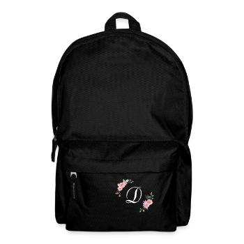 Pink floral letter - Backpack - black - Front
