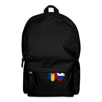 Romania Russia Flag Heart Used - Backpack - black - Front