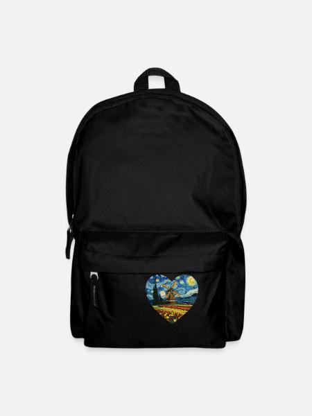 Hollande art Moulin à vent et tulipes VG - Sac à dos - noir