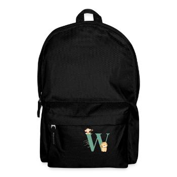 Lettre w vert animaux jungle - Sac à dos - noir - Devant