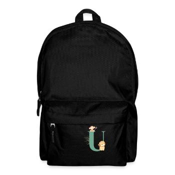 Lettre u vert animaux jungle - Sac à dos - noir - Devant