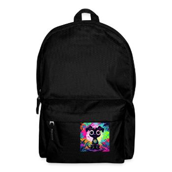 style de dessin animé de couleur néon chat chien art design cool - Sac à dos - noir - Devant