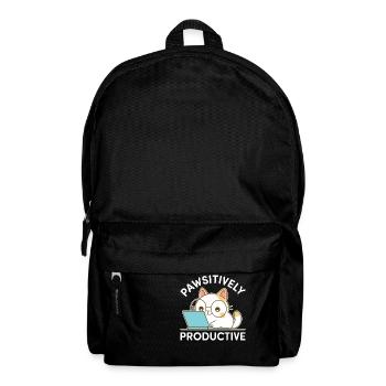 Pawsitively Productive – Kawaii Cat at Work - Backpack - black - Front