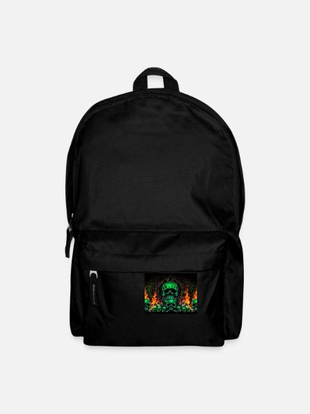 Flaming Skulls - Rucksack - Schwarz