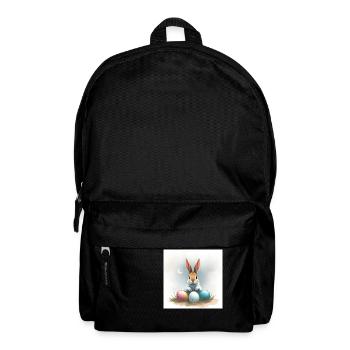 Fröhliche Ostern mit Hase und Ei - Rucksack - Schwarz - Vorne