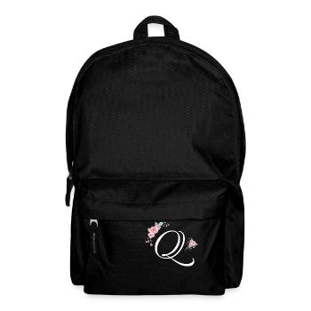 Buchstabe q Blumen - Rucksack - Schwarz - Vorne