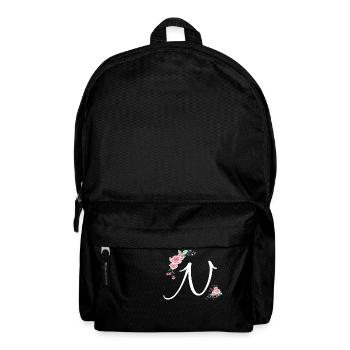 Buchstabe n Blumen - Rucksack - Schwarz - Vorne
