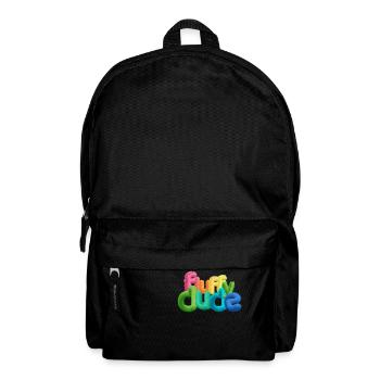 Fluffy Dude – Colorful 3D Typography with Plush C - Backpack - black - Front