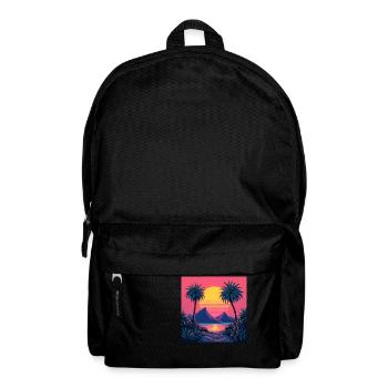 Ein lebendiger, von den 80er Jahren inspirierter Retro-Sonnenuntergang - Rucksack - Schwarz - Vorne