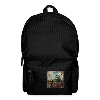 graffiti frog green rust metal urban street art - Backpack - black - Front
