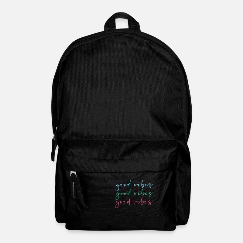 bonnes vibrations, colorées, écriture, écriture manuscrite - Sac à dos - noir