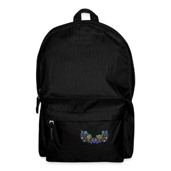 hungarian flowers,tendrils,floral,blue,flowers - Backpack - black - Front