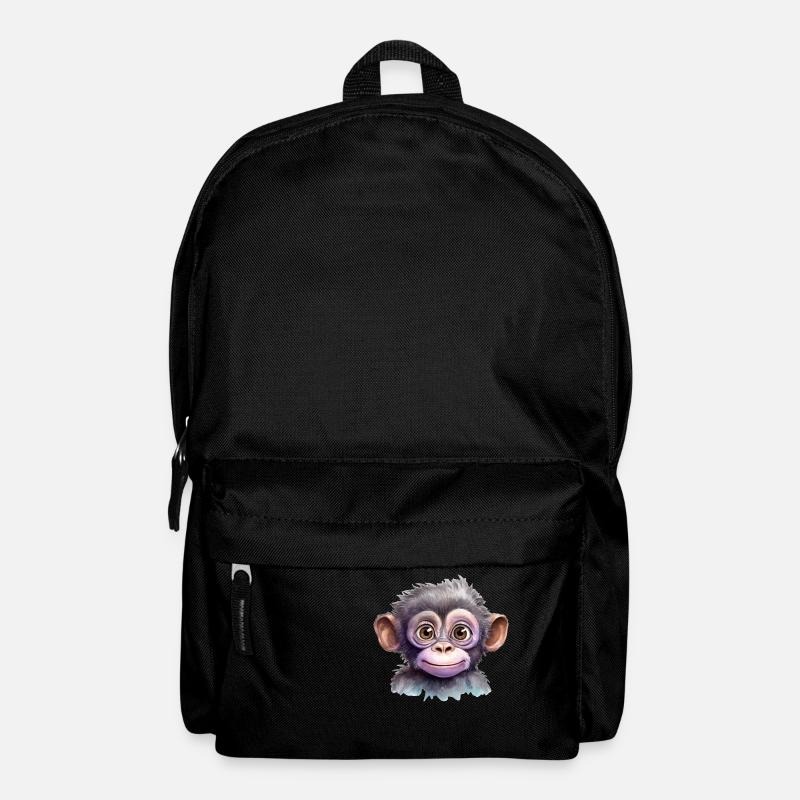 Dessin à l’aquarelle de singe - Sac à dos - noir