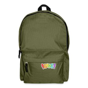 "Love" rainbow lettering - Backpack - olive green - Front