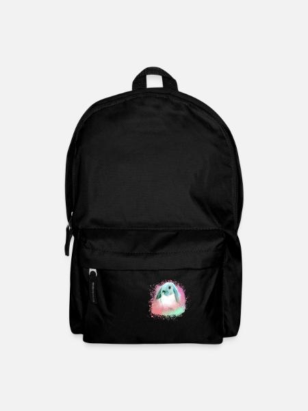 rabbit,graffiti,painting,pet,rabbit,blue - Backpack - black