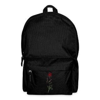 Weibliches Gesicht und Blumenrose Linie - Rucksack - Schwarz - Vorne