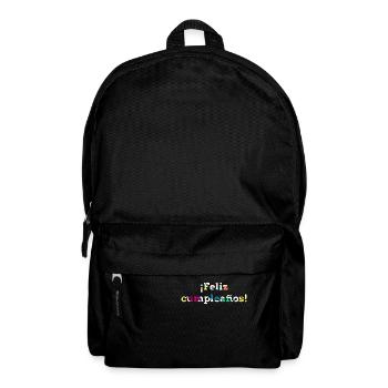 Joyeux anniversaire avec des paroles espagnoles colorées - Sac à dos - noir - Devant