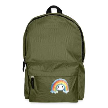 Rainbow Watercolor Drawing - Backpack - olive green - Front